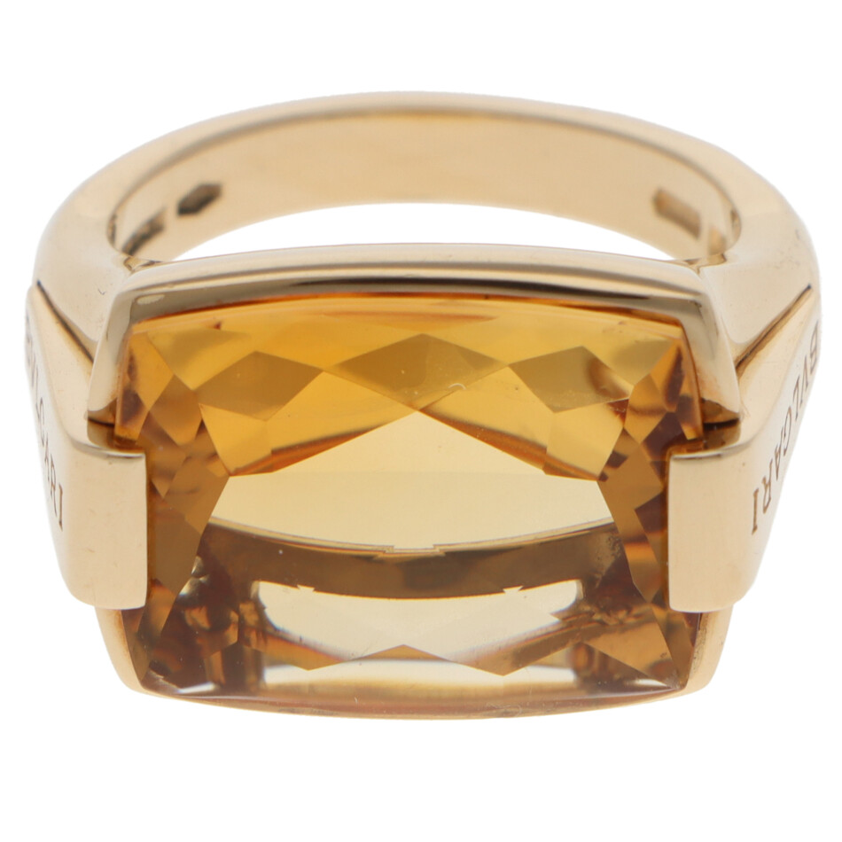 Vintage Bulgari Metropolis Citrine Ring in Yellow Gold