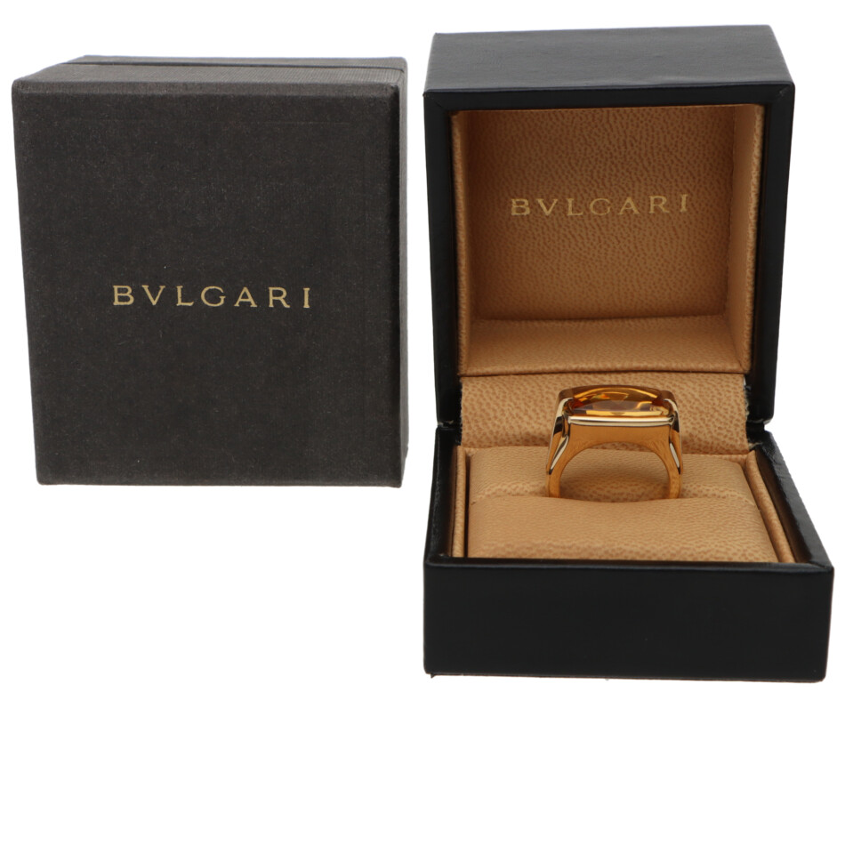 Vintage Bulgari Metropolis Citrine Ring in Yellow Gold