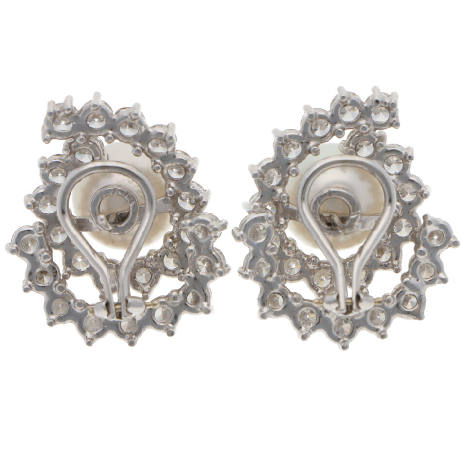 Vintage Pearl and Diamond Earrings in White Gold