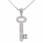 Vintage Theo Fennell Diamond Key Necklace in White Gold