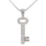 Vintage Theo Fennell Diamond Key Necklace in White Gold