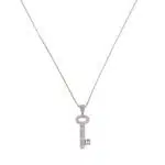 Vintage Theo Fennell Diamond Key Necklace in White Gold