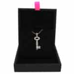 Vintage Theo Fennell Diamond Key Necklace in White Gold