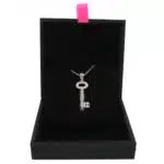 Vintage Theo Fennell Diamond Key Necklace in White Gold
