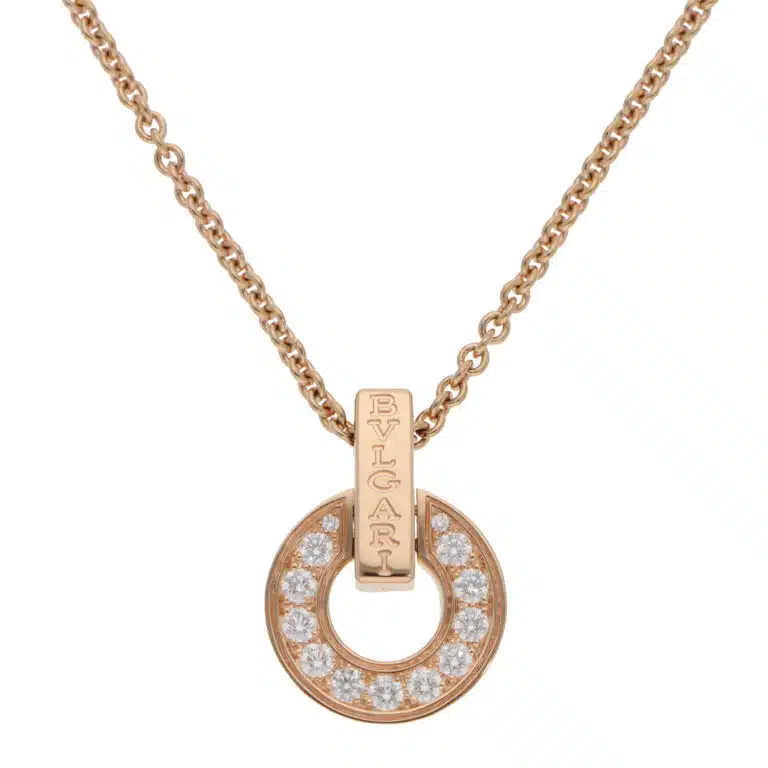 Vintage Bvlgari Bvlgari Openwork Diamond Necklace in Rose Gold