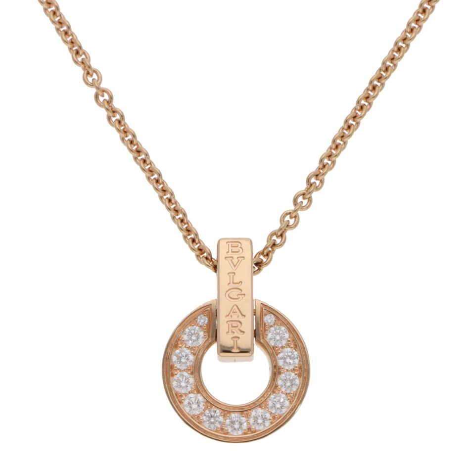 Vintage Bvlgari Bvlgari Openwork Diamond Necklace in Rose Gold