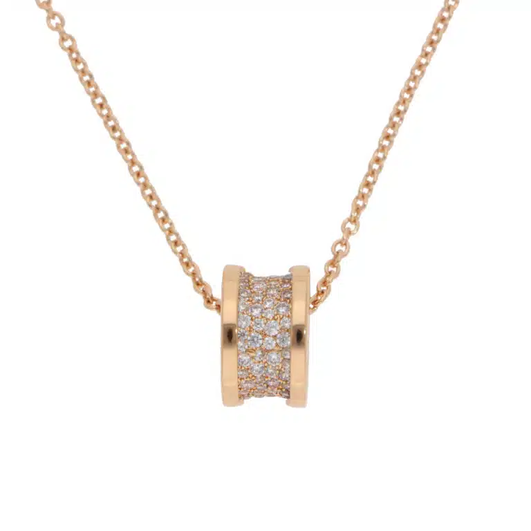 Vintage Bulgari B.zero1 Pavé Diamond Necklace in Rose Gold