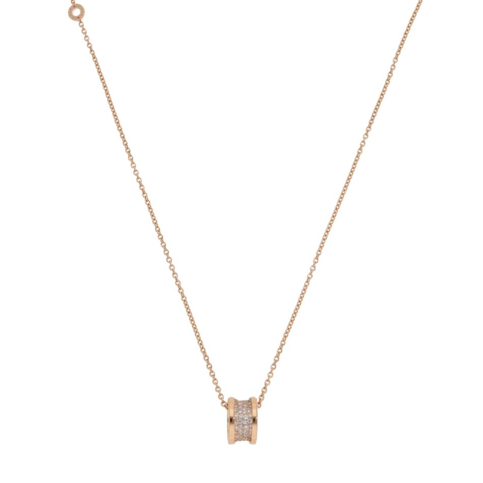 Vintage Bulgari B.zero1 Pavé Diamond Necklace in Rose Gold