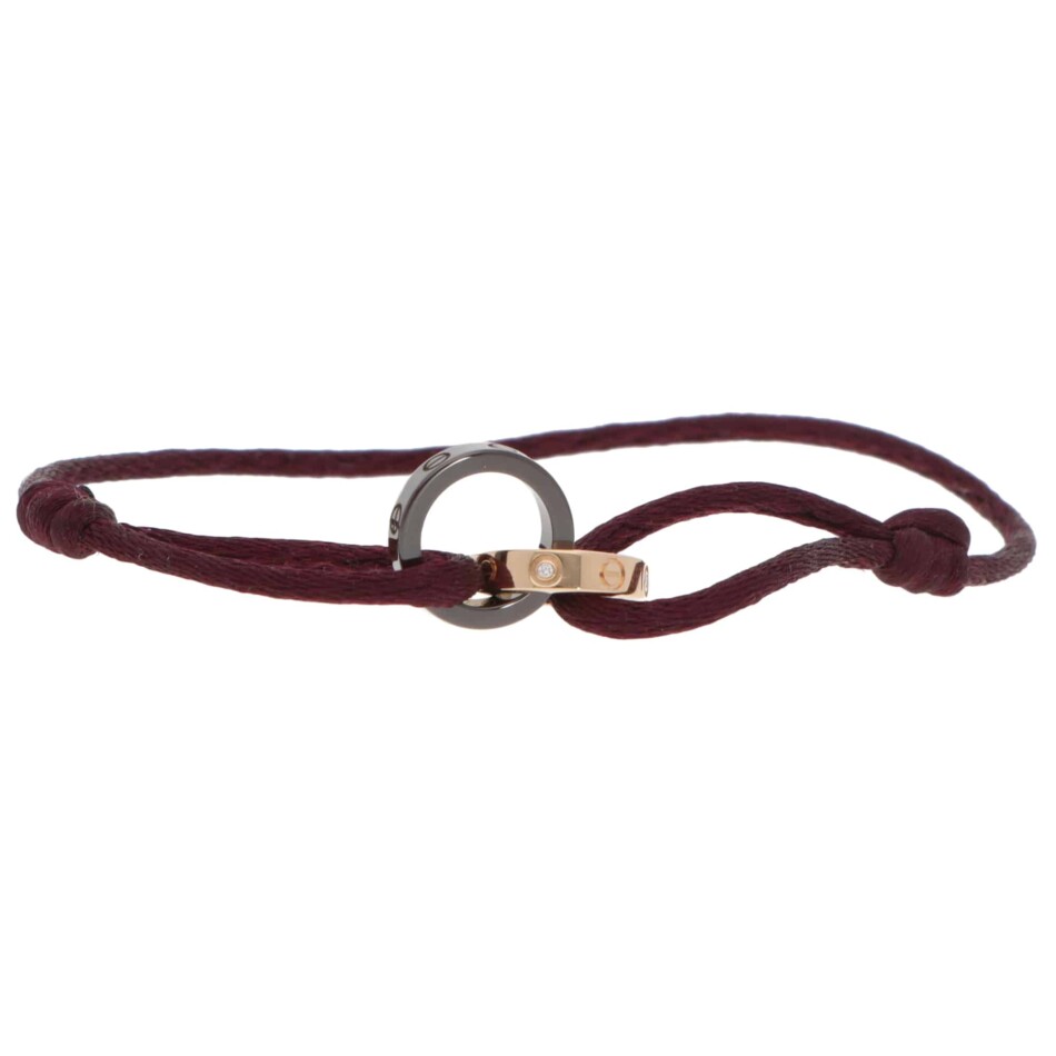 Vintage Cartier LOVE Diamond and Ceramic Purple Cord Bracelet