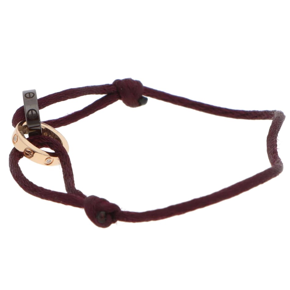 Vintage Cartier LOVE Diamond and Ceramic Purple Cord Bracelet