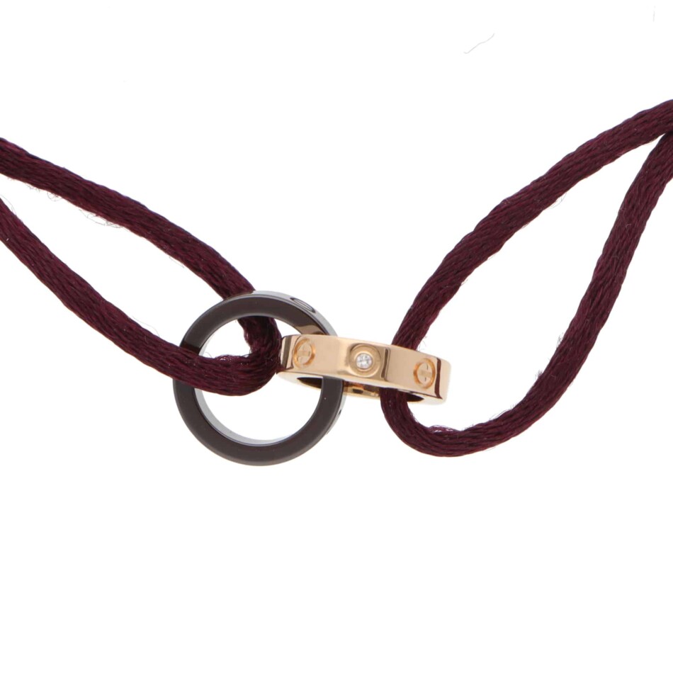Vintage Cartier LOVE Diamond and Ceramic Purple Cord Bracelet