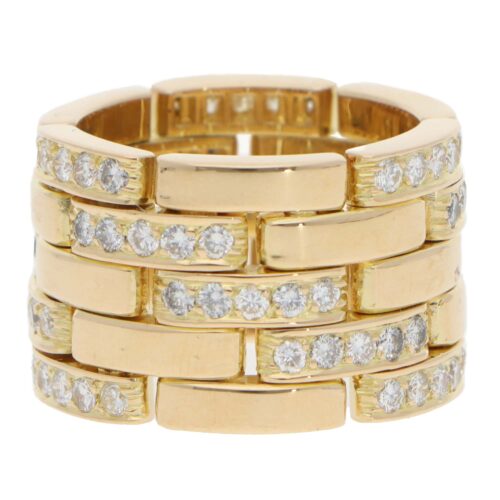 Vintage Cartier Maillon Panthère Diamond Ring in Yellow Gold