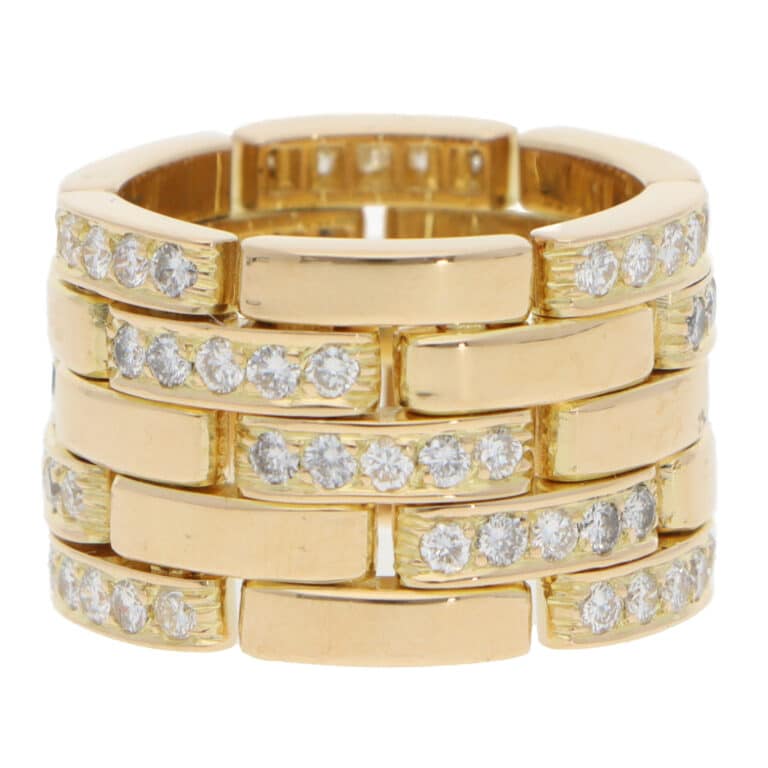 Vintage Cartier Maillon Panthère Diamond Ring in Yellow Gold