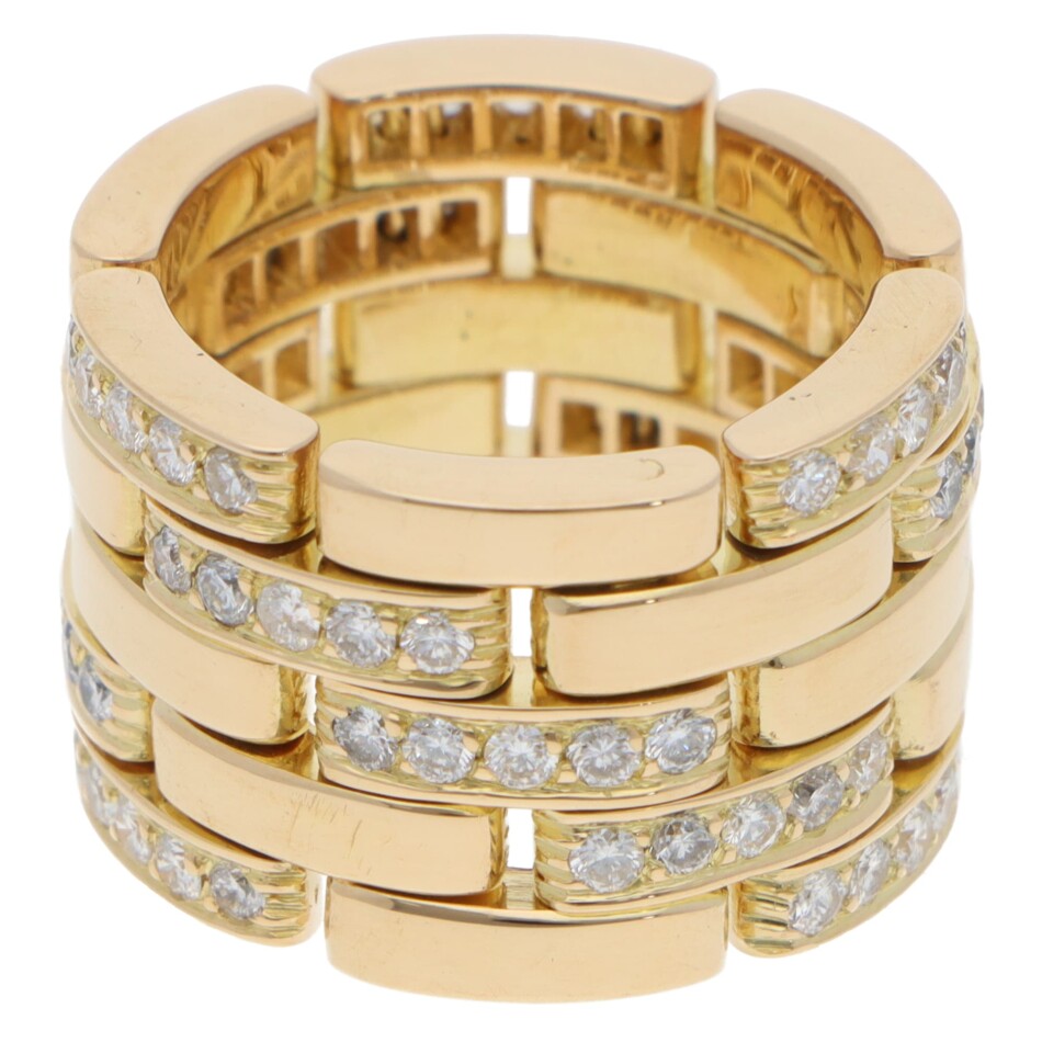 Vintage Cartier Maillon Panthère Diamond Ring in Yellow Gold