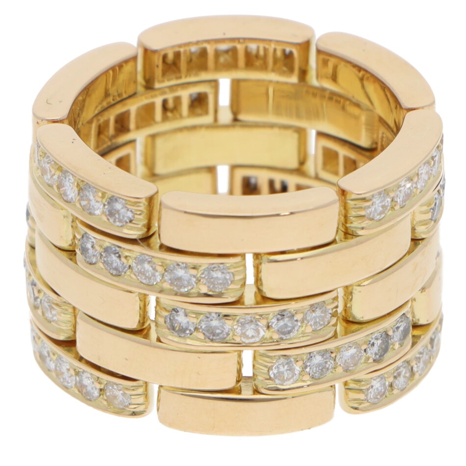 Vintage Cartier Maillon Panthère Diamond Ring in Yellow Gold