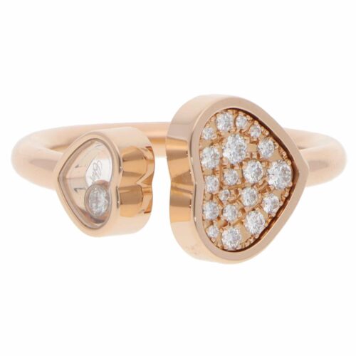 Vintage Chopard Happy Hearts Diamond Ring in Rose Gold