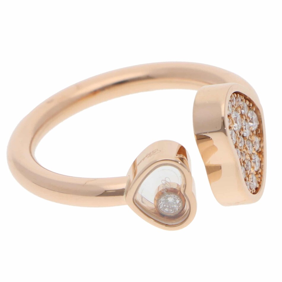 Vintage Chopard Happy Hearts Diamond Ring in Rose Gold