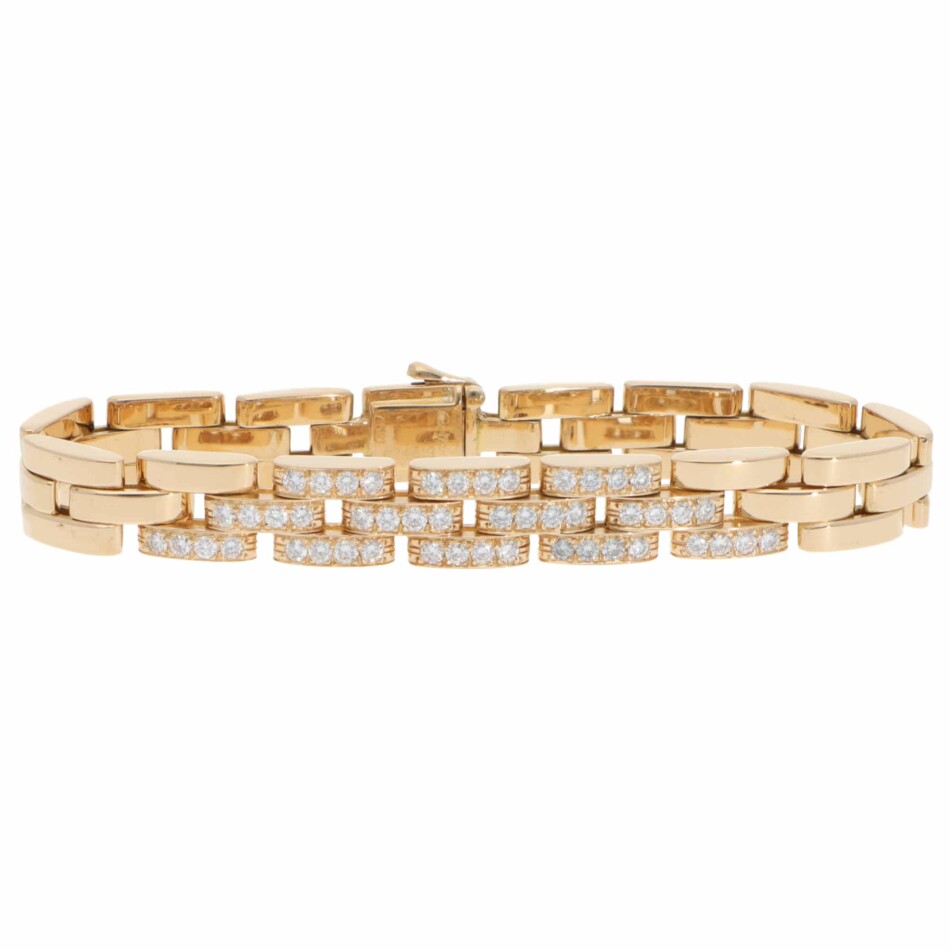 Vintage Cartier Maillon Panthère Diamond Bracelet in Yellow Gold