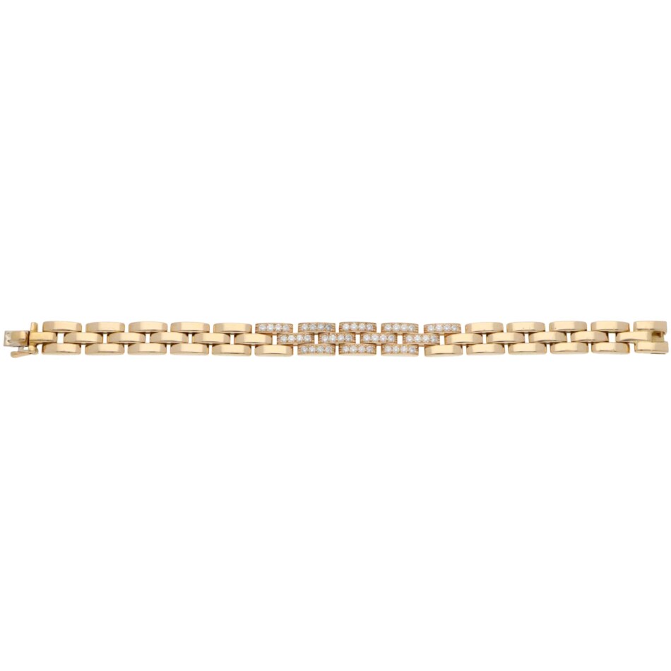 Vintage Cartier Maillon Panthère Diamond Bracelet in Yellow Gold
