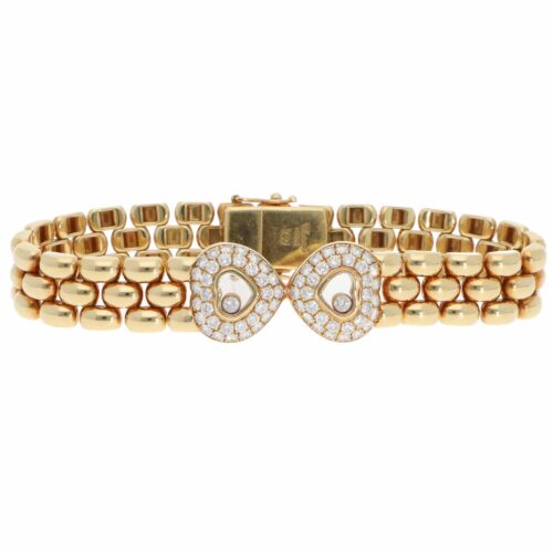 Vintage Chopard Happy Hearts Diamond Bracelet in Yellow Gold