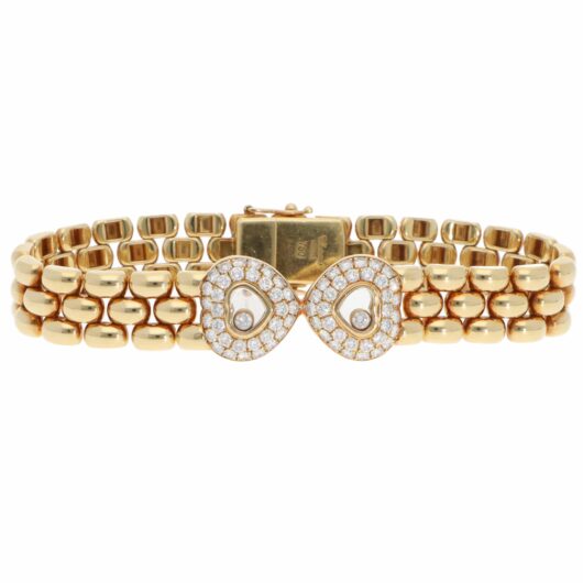 Vintage Chopard Happy Hearts Diamond Bracelet in Yellow Gold