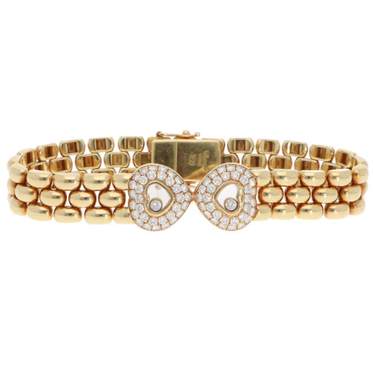 Vintage Chopard Happy Hearts Diamond Bracelet in Yellow Gold