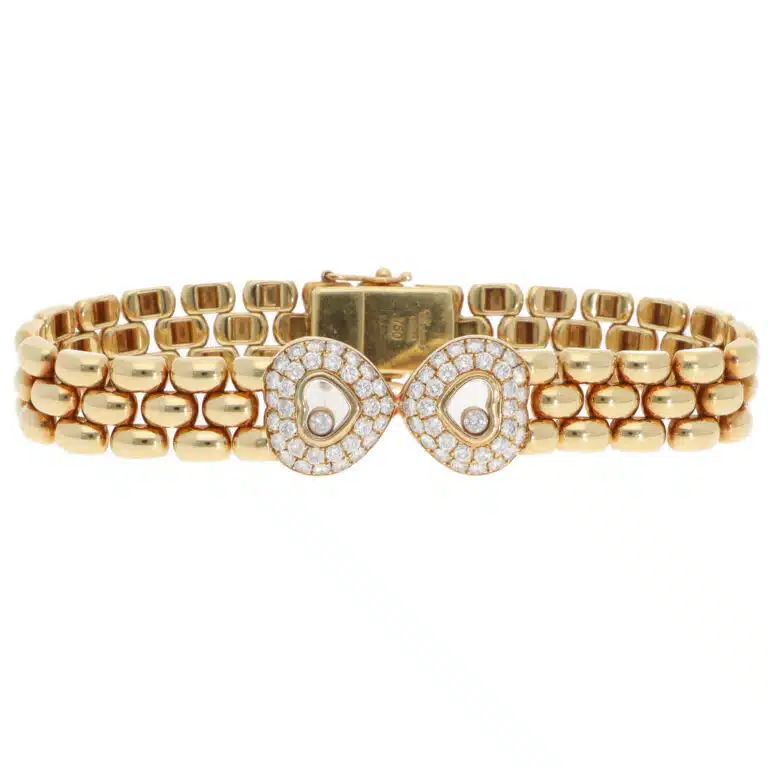 Vintage Chopard Happy Hearts Diamond Bracelet in Yellow Gold