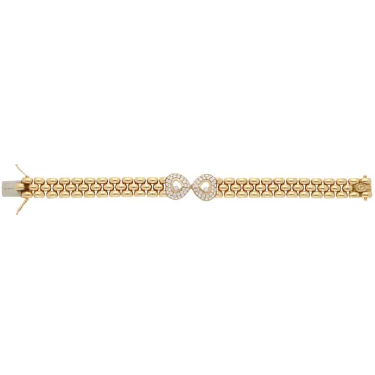 Vintage Chopard Happy Hearts Diamond Bracelet in Yellow Gold