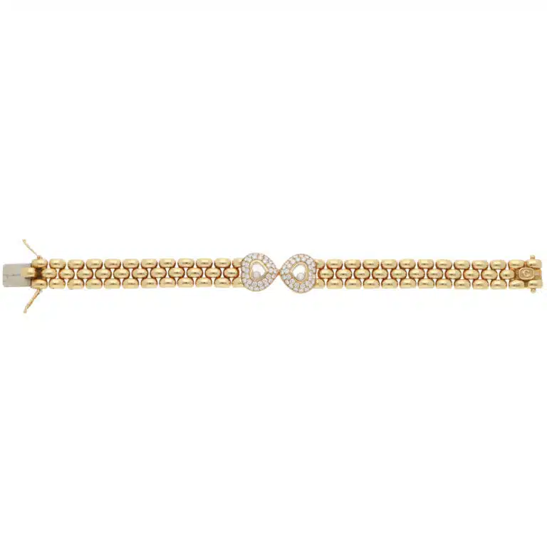 Vintage Chopard Happy Hearts Diamond Bracelet in Yellow Gold