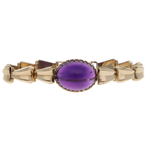 Vintage 1958 Victorian Amethyst Link Bracelet in Yellow Gold