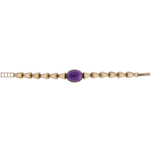 Vintage 1958 Victorian Amethyst Link Bracelet in Yellow Gold