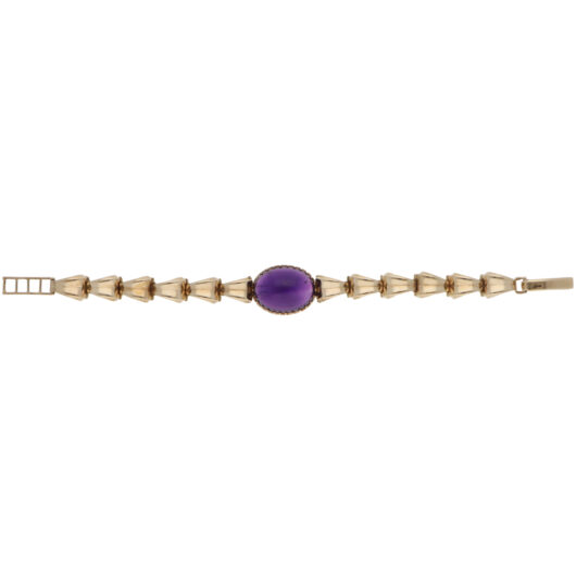 Vintage 1958 Victorian Amethyst Link Bracelet in Yellow Gold