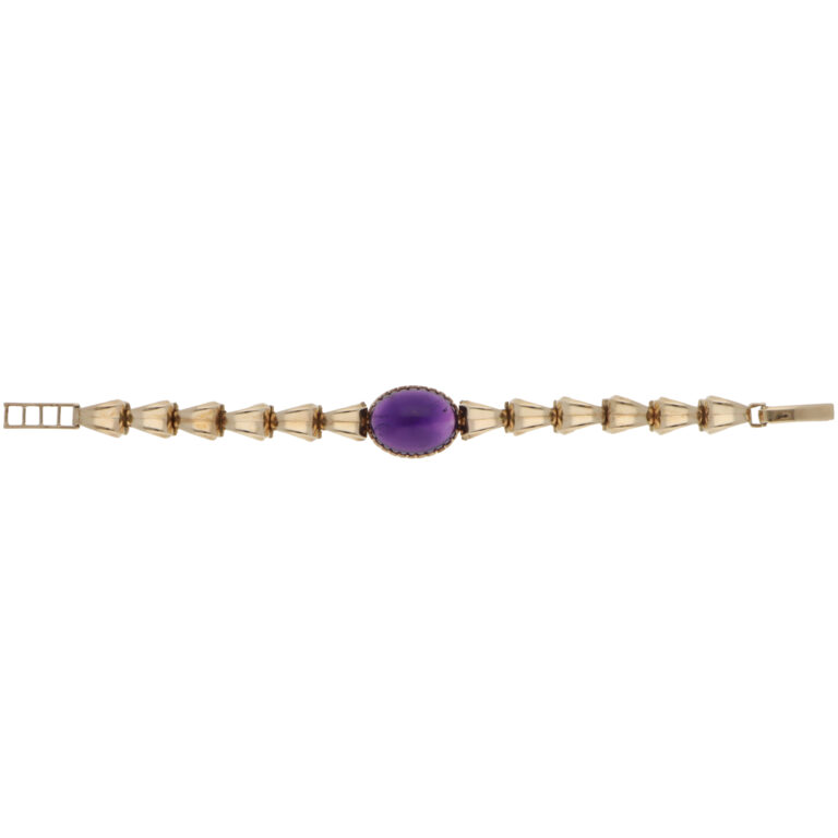 Vintage 1958 Victorian Amethyst Link Bracelet in Yellow Gold