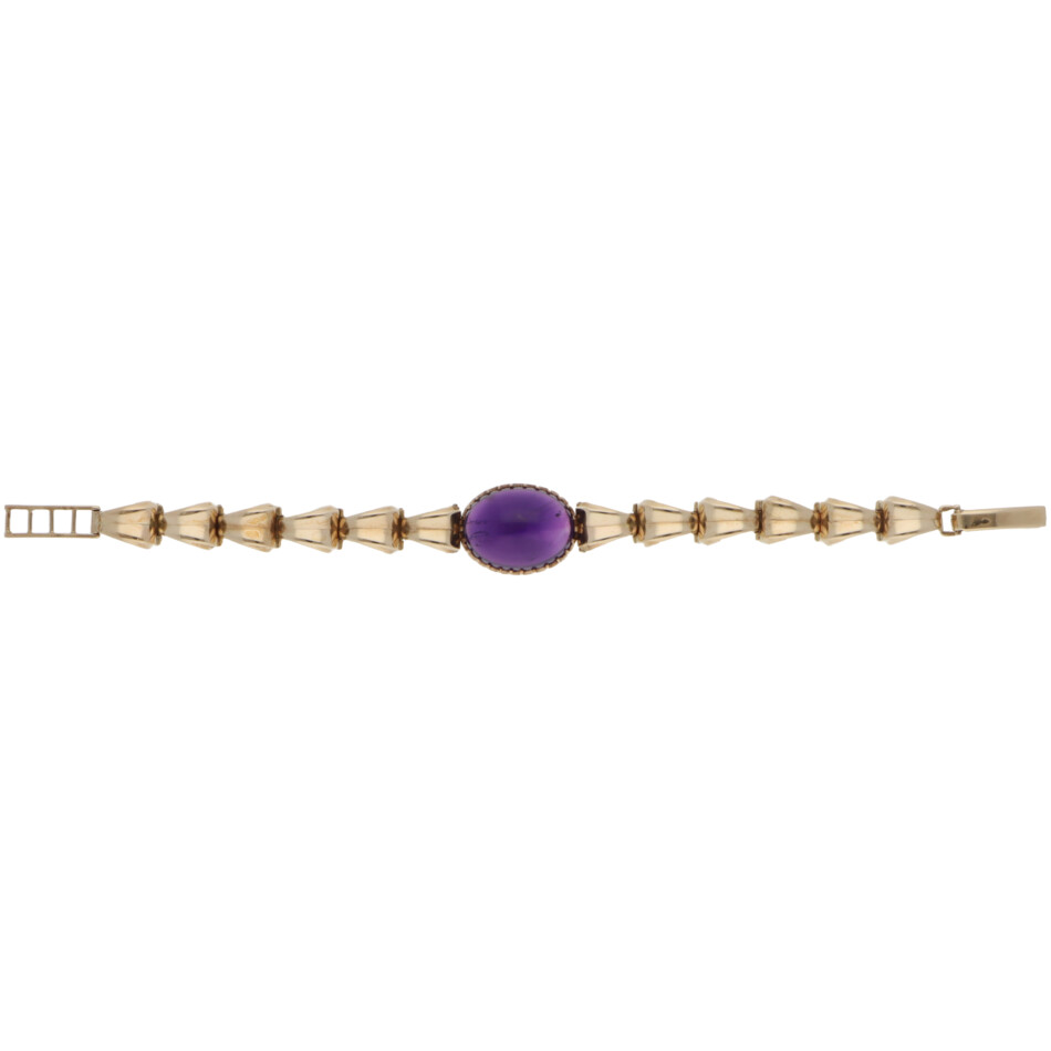 Vintage 1958 Victorian Amethyst Link Bracelet in Yellow Gold
