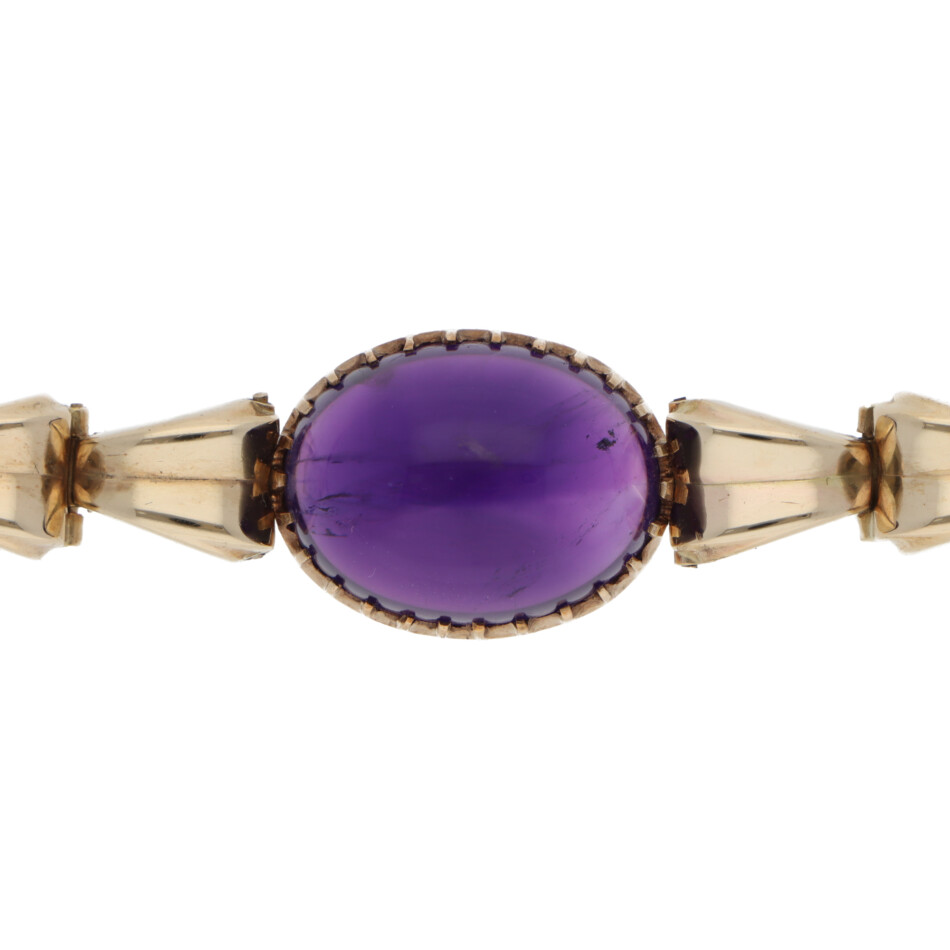 Vintage 1958 Victorian Amethyst Link Bracelet in Yellow Gold