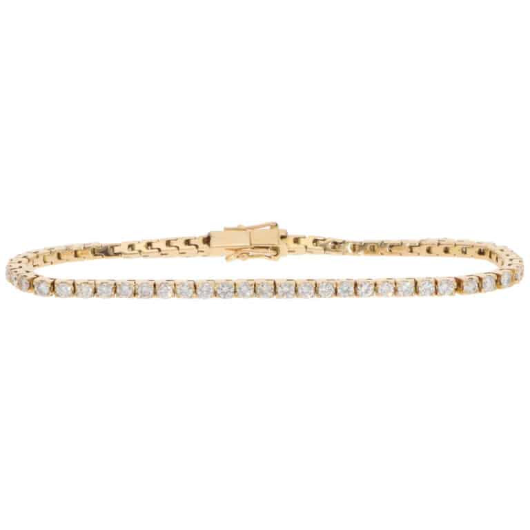 Vintage 2.95ct Diamond Line Tennis Bracelet in Yellow Gold