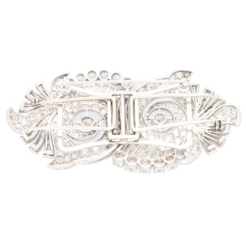 Vintage 1920's Diamond Double Clip Brooch in Platinum