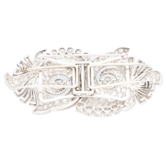 Vintage 1920's Diamond Double Clip Brooch in Platinum