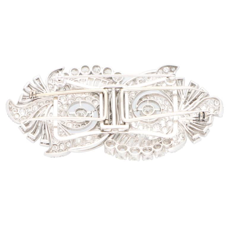 Vintage 1920's Diamond Double Clip Brooch in Platinum