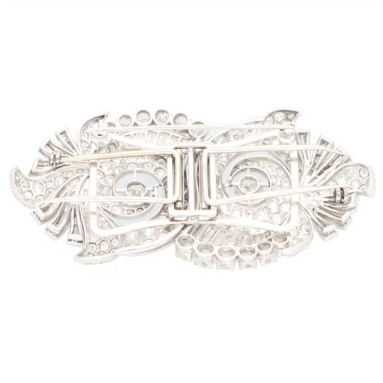 Vintage 1920's Diamond Double Clip Brooch in Platinum