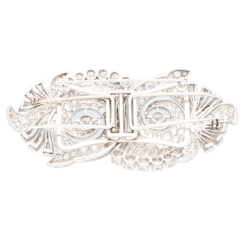 Vintage 1920's Diamond Double Clip Brooch in Platinum