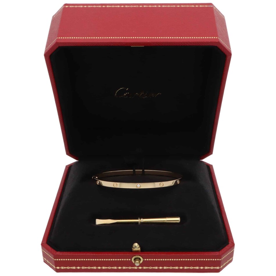 Vintage Cartier Six Diamonds LOVE Bracelet SM in Yellow Gold