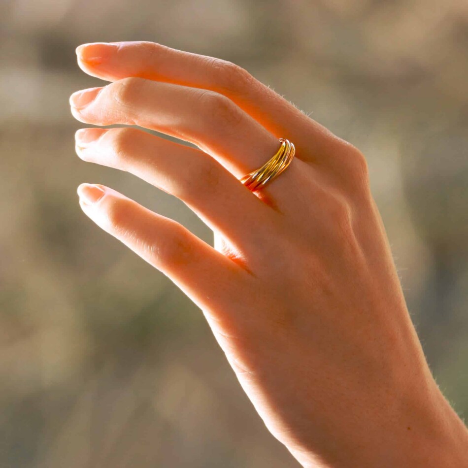 Vintage Cartier Seven Rows Trinity Ring in Gold, Size 50