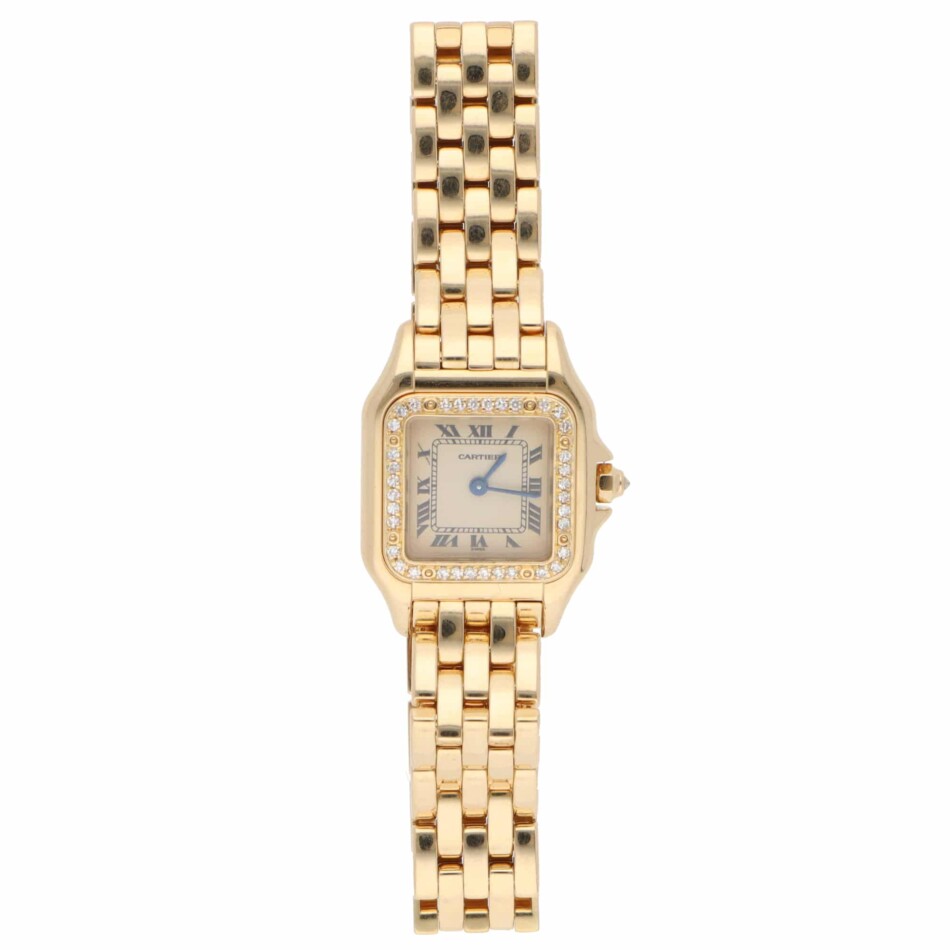 Vintage Cartier Panthère Gold Wristwatch with Diamond-Set Bezel