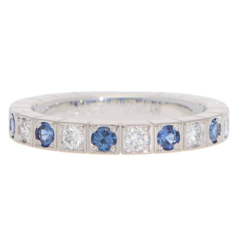 Vintage Cartier Lanières Sapphire and Diamond Half Eternity Ring