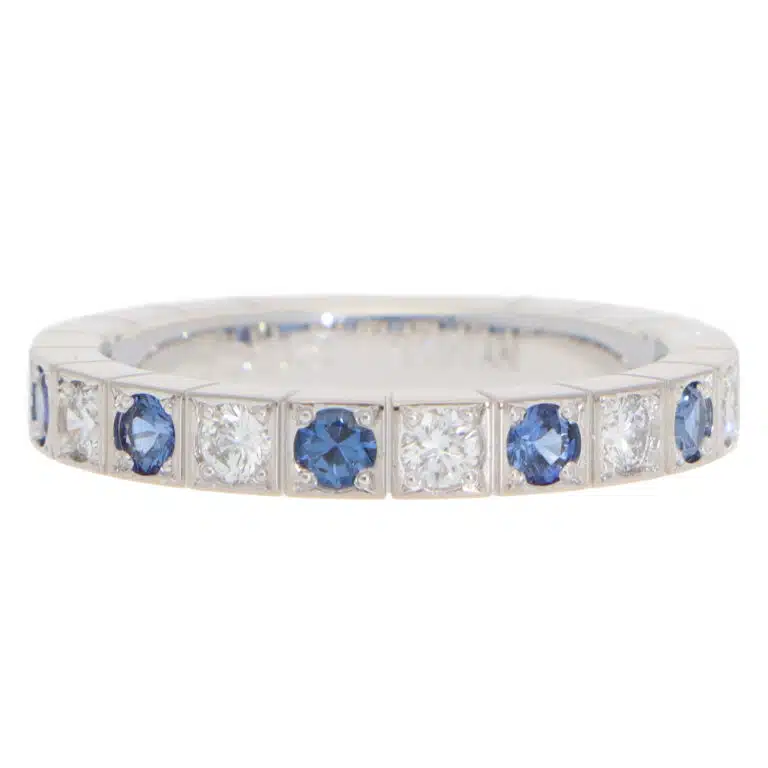 Vintage Cartier Lanières Sapphire and Diamond Half Eternity Ring