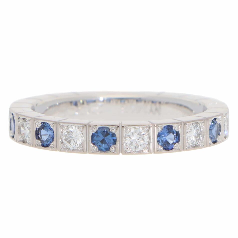 Vintage Cartier Lanières Sapphire and Diamond Half Eternity Ring