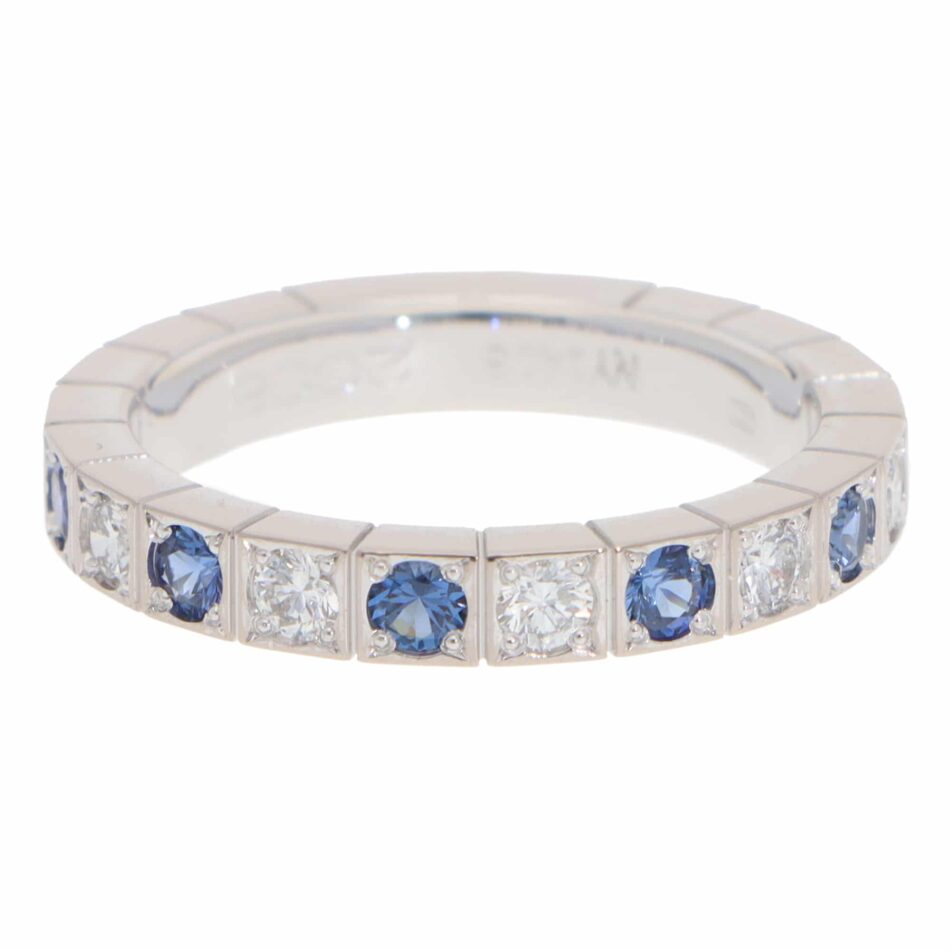 Vintage Cartier Lanières Sapphire and Diamond Half Eternity Ring