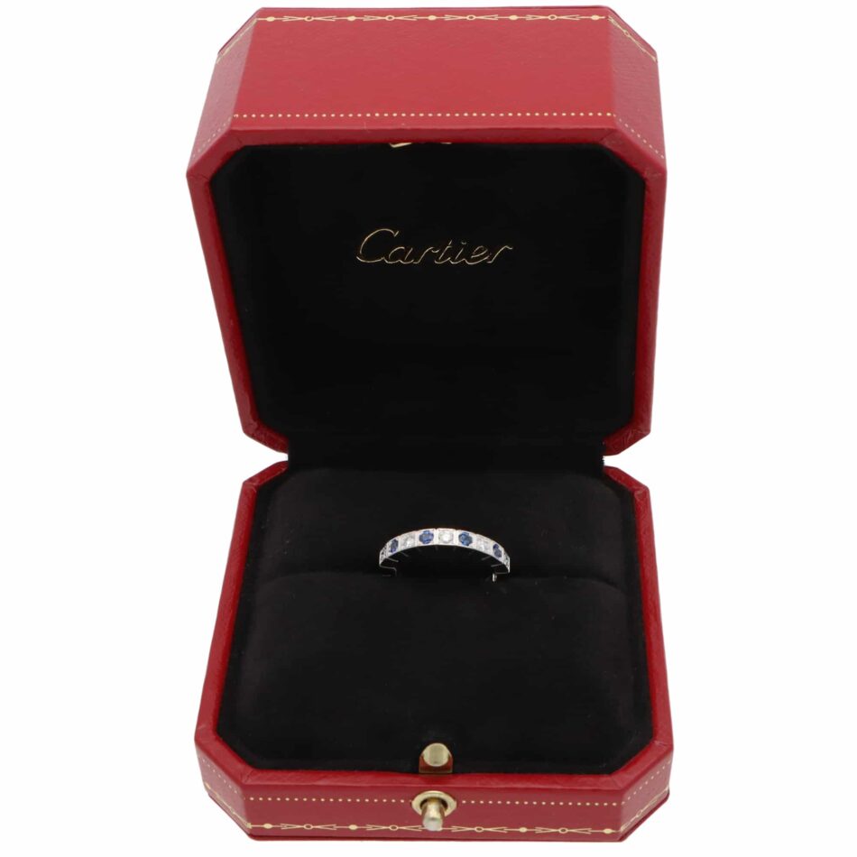 Vintage Cartier Lanières Sapphire and Diamond Half Eternity Ring