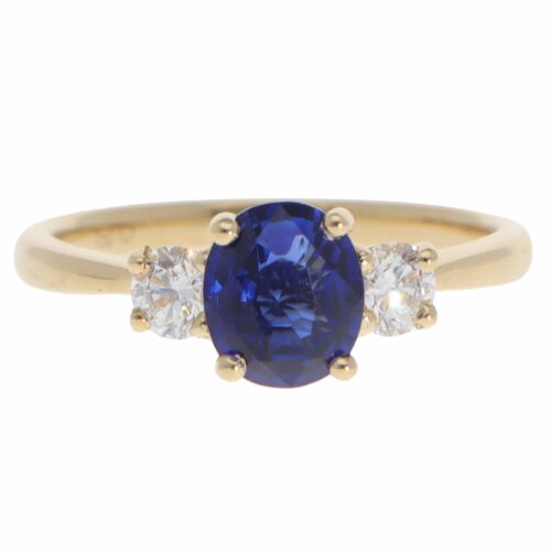 Contemporary Sapphire and Diamond Three Stone Ring